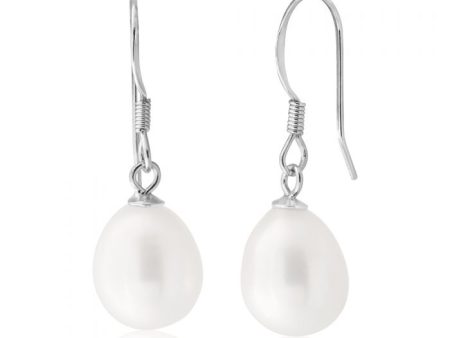 White Freshwater Pearl 9-10mm Drop Earrings Online